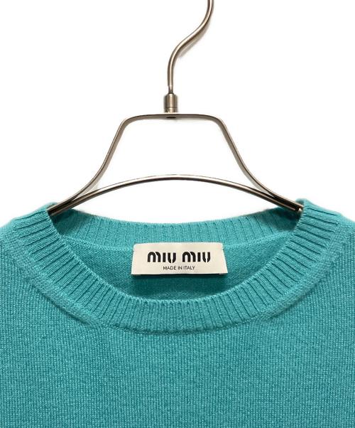 MIU MIU（ミュウミュウ）MIU MIU (ミュウミュウ) Cashmere sweater/ロゴカシミヤニット ブルー サイズ:38の古着・服飾アイテム