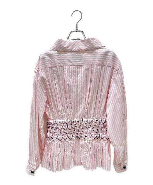 CHANEL（シャネル）CHANEL (シャネル) ココボタンギャザーシャツ ピンク×ホワイト サイズ:36の古着・服飾アイテム
