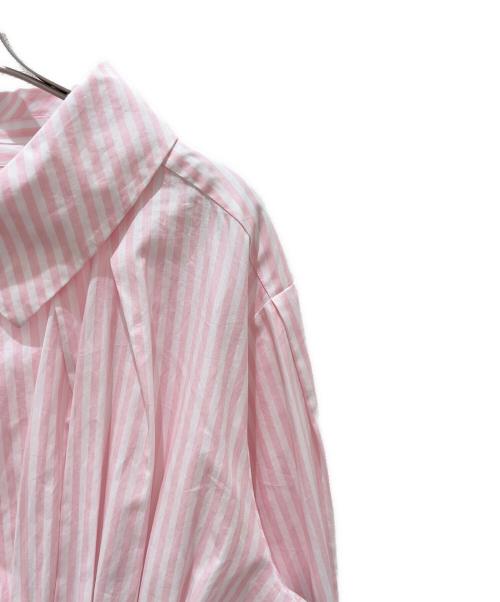 CHANEL（シャネル）CHANEL (シャネル) ココボタンギャザーシャツ ピンク×ホワイト サイズ:36の古着・服飾アイテム