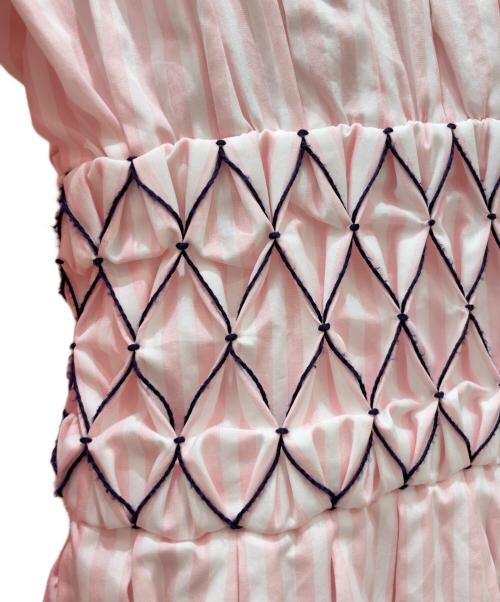 CHANEL（シャネル）CHANEL (シャネル) ココボタンギャザーシャツ ピンク×ホワイト サイズ:36の古着・服飾アイテム