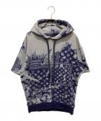 LOUIS VUITTONルイ ヴィトン）の古着「22AW Monogram Bandana Short Sleeved Hoodie/モノグラムバンダナショートスリーブフーディ」｜ネイビー