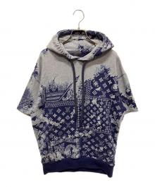 LOUIS VUITTON（ルイ ヴィトン）の古着「22AW Monogram Bandana Short Sleeved Hoodie/モノグラムバンダナショートスリーブフーディ」｜ネイビー