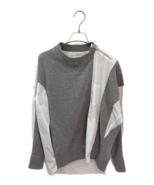 sacai（サカイ）sacai (サカイ) スウェットドッキングシャツ グレー×ホワイト サイズ:3の古着・服飾アイテム