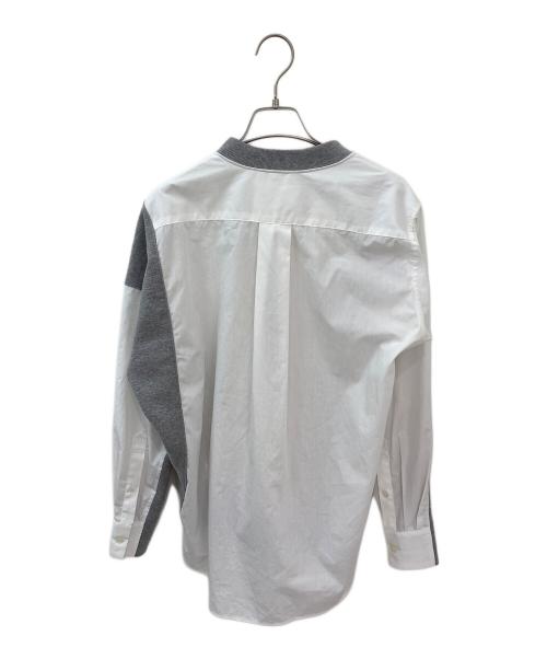 sacai（サカイ）sacai (サカイ) スウェットドッキングシャツ グレー×ホワイト サイズ:3の古着・服飾アイテム