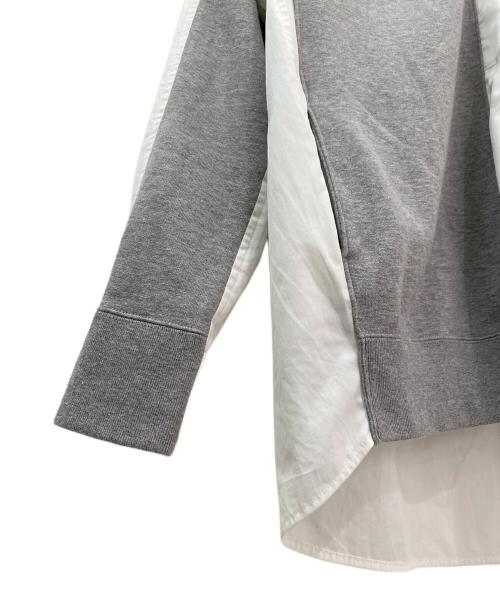 sacai（サカイ）sacai (サカイ) スウェットドッキングシャツ グレー×ホワイト サイズ:3の古着・服飾アイテム