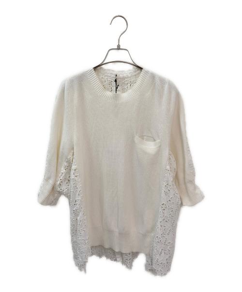 sacai（サカイ）sacai (サカイ) レース切替ニット ホワイト サイズ:1の古着・服飾アイテム