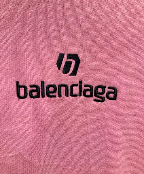 BALENCIAGA（バレンシアガ）BALENCIAGA (バレンシアガ) Soccer Hoodie/オーバーサイズド ロゴ刺繍パーカー ピンク サイズ:XSの古着・服飾アイテム