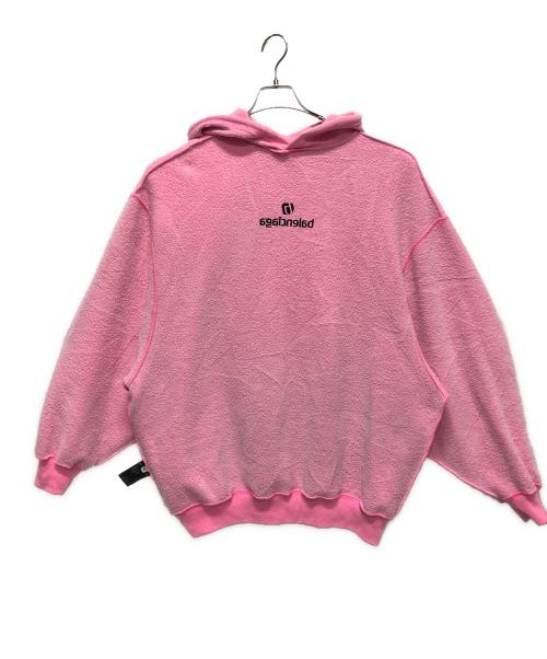 BALENCIAGA（バレンシアガ）BALENCIAGA (バレンシアガ) Soccer Hoodie/オーバーサイズド ロゴ刺繍パーカー ピンク サイズ:XSの古着・服飾アイテム