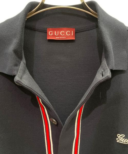 GUCCI（グッチ）GUCCI (グッチ) ロゴ鹿の子 半袖シャツ ネイビー サイズ:Lの古着・服飾アイテム