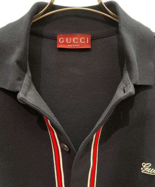 GUCCI（グッチ）GUCCI (グッチ) ロゴ鹿の子 半袖シャツ ネイビー サイズ:Lの古着・服飾アイテム