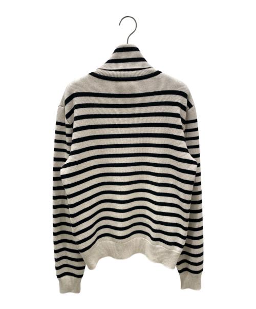 CELINE（セリーヌ）CELINE (セリーヌ) カシミヤ混ボーダータートルネックニット ベージュ×ブラック サイズ:Sの古着・服飾アイテム