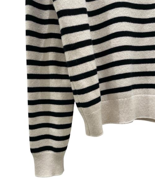 CELINE（セリーヌ）CELINE (セリーヌ) カシミヤ混ボーダータートルネックニット ベージュ×ブラック サイズ:Sの古着・服飾アイテム