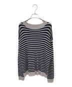 L’Appartment DEUXIEME CLASSEアパルトモン ドゥーズィエムクラス）の古着「ボーダーカシミヤサーマルニット」｜グレー×ネイビー