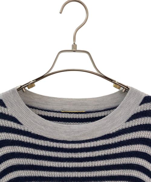 L’Appartment DEUXIEME CLASSE（アパルトモン ドゥーズィエムクラス）L’Appartment DEUXIEME CLASSE (アパルトモン ドゥーズィエムクラス) ボーダーカシミヤサーマルニット グレー×ネイビー サイズ:Freeの古着・服飾アイテム