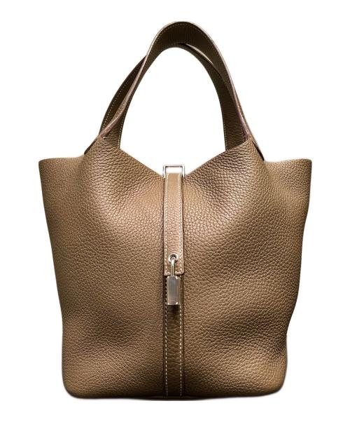 HERMES（エルメス）HERMES (エルメス) ピコタンロック MM/シルバー金具/トリヨンクレマンス/エトゥープ/Y刻印 エトゥープ×シルバー金具 サイズ:MMの古着・服飾アイテム