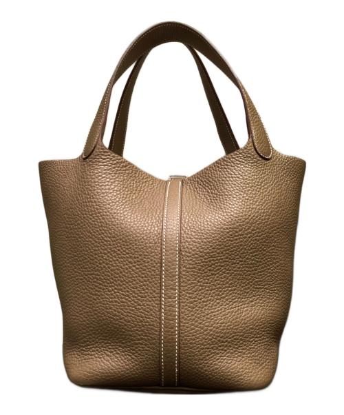 HERMES（エルメス）HERMES (エルメス) ピコタンロック MM/シルバー金具/トリヨンクレマンス/エトゥープ/Y刻印 エトゥープ×シルバー金具 サイズ:MMの古着・服飾アイテム