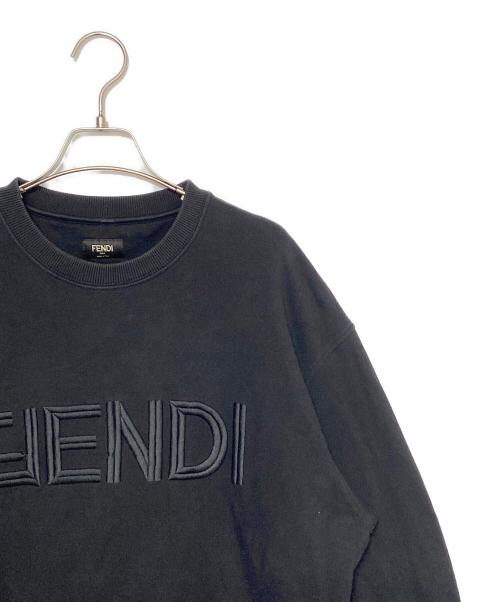 FENDI（フェンディ）FENDI (フェンディ) ロゴ刺繍スウェットシャツ ブラック サイズ:Lの古着・服飾アイテム
