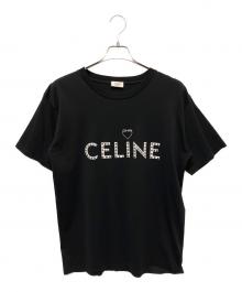 CELINE（セリーヌ）の古着「Studded logo T-shirt/スタッズロゴTシャツ」｜ブラック