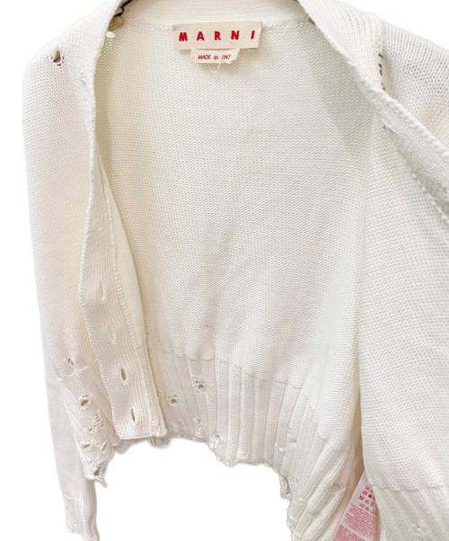 MARNI（マルニ）MARNI (マルニ) ダメージ加工カーディガン ホワイト サイズ:40の古着・服飾アイテム