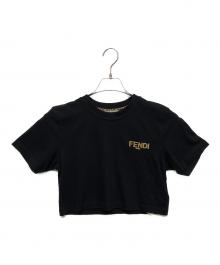 FENDI（フェンディ）の古着「Fendi cropped t-shirt/クロップドロゴTシャツ」｜ブラック