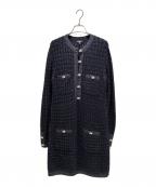 CHANELシャネル）の古着「ココマーク パールボタン ラメニットドレス」｜ブラック