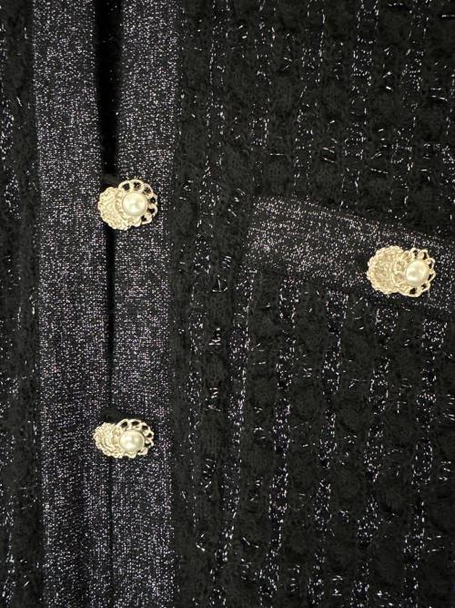 CHANEL（シャネル）CHANEL (シャネル) ココマーク パールボタン ラメニットドレス ブラック サイズ:34の古着・服飾アイテム