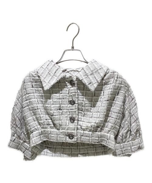 CHANEL（シャネル）CHANEL (シャネル) P71 22年クルーズ クロップド ツイード ショートジャケット ホワイト×グレー サイズ:34の古着・服飾アイテム