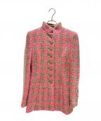 CHANELシャネル）の古着「ラインストーンボタンツイードジャケット」｜ピンク