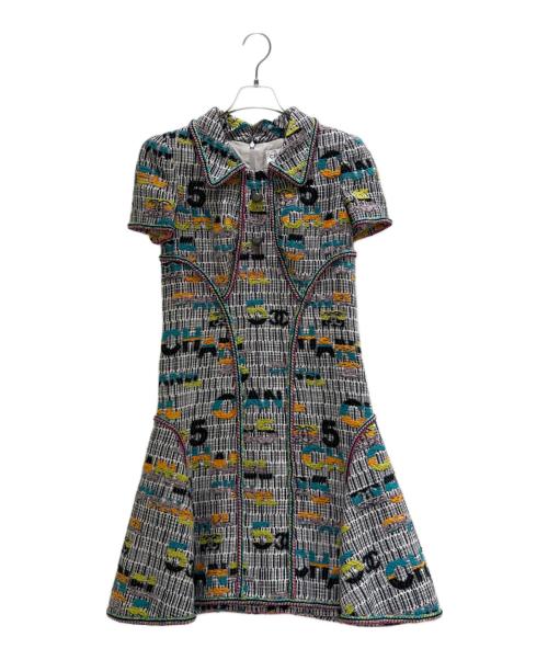 CHANEL（シャネル）CHANEL (シャネル) マルチカラー ツイードワンピース P50973V38029 サイズ:38の古着・服飾アイテム