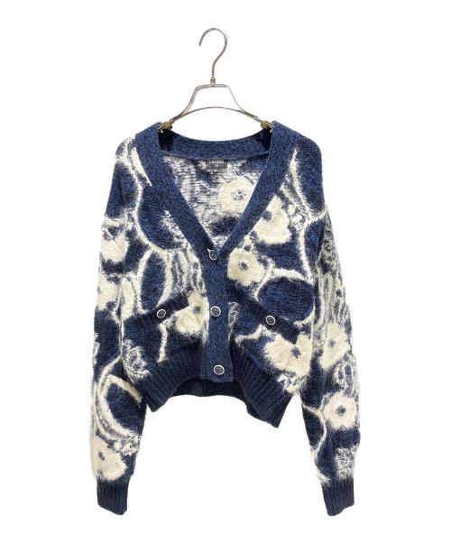 CHANEL（シャネル）CHANEL (シャネル) ライオンココマークボタンカーディガン ネイビー×ホワイト サイズ:36の古着・服飾アイテム