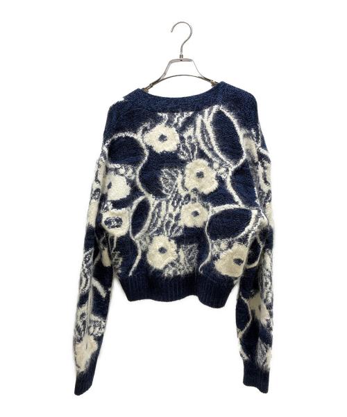 CHANEL（シャネル）CHANEL (シャネル) ライオンココマークボタンカーディガン ネイビー×ホワイト サイズ:36の古着・服飾アイテム