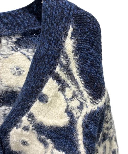 CHANEL（シャネル）CHANEL (シャネル) ライオンココマークボタンカーディガン ネイビー×ホワイト サイズ:36の古着・服飾アイテム