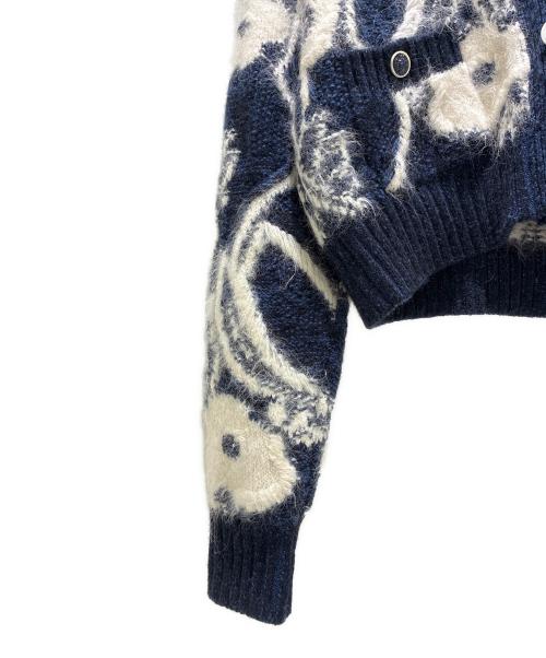 CHANEL（シャネル）CHANEL (シャネル) ライオンココマークボタンカーディガン ネイビー×ホワイト サイズ:36の古着・服飾アイテム