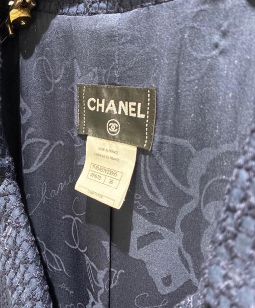 CHANEL（シャネル）CHANEL (シャネル) P40 ココマークボタン フレンチスリーブ ワンピース ネイビー サイズ:36の古着・服飾アイテム