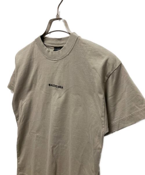 BALENCIAGA（バレンシアガ）BALENCIAGA (バレンシアガ) ダメージ加工ロゴTシャツ カーキ サイズ:XSの古着・服飾アイテム
