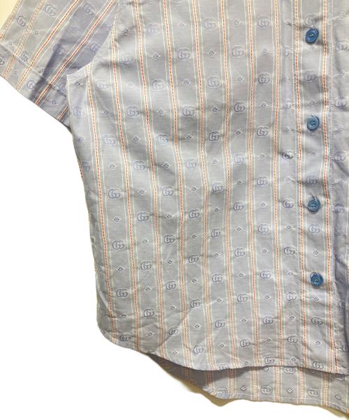 GUCCI（グッチ）GUCCI (グッチ)  Double G flower striped cotton/ダブルGシャツ スカイブルー サイズ:36の古着・服飾アイテム