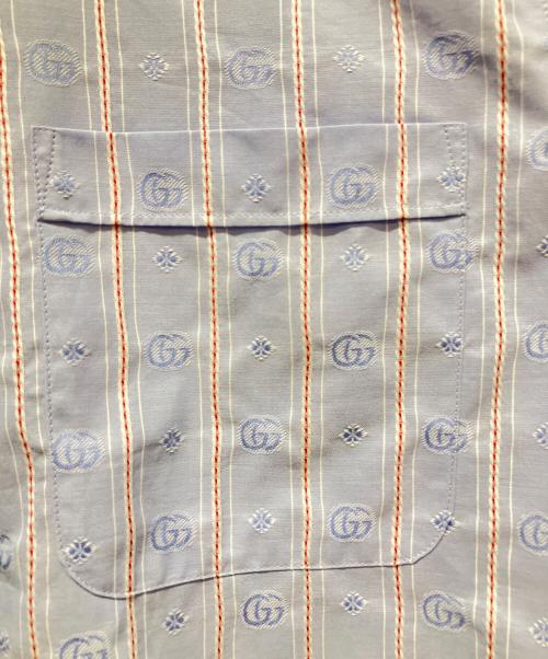 GUCCI（グッチ）GUCCI (グッチ)  Double G flower striped cotton/ダブルGシャツ スカイブルー サイズ:36の古着・服飾アイテム