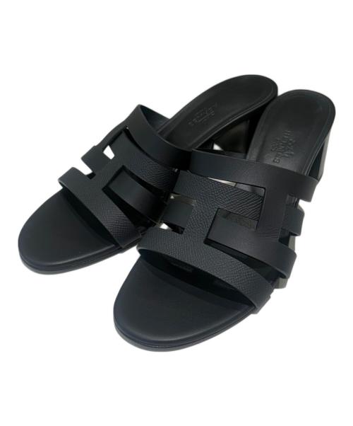 HERMES（エルメス）HERMES (エルメス) アモーレ レザーサンダル ブラック サイズ:38の古着・服飾アイテム