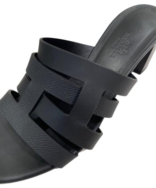 HERMES（エルメス）HERMES (エルメス) アモーレ レザーサンダル ブラック サイズ:38の古着・服飾アイテム