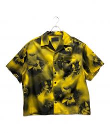 PRADA（プラダ）の古着「Abstract Fox Print  Bowling Shirt/トライアングルロゴ総柄シャツ」｜イエロー×ブラック