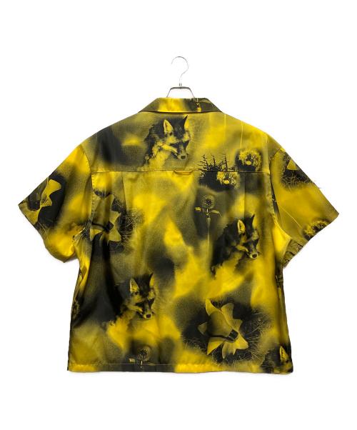 PRADA（プラダ）PRADA (プラダ) Abstract Fox Print  Bowling Shirt/トライアングルロゴ総柄シャツ イエロー×ブラック サイズ:XLの古着・服飾アイテム