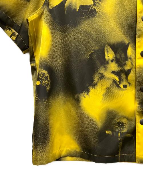 PRADA（プラダ）PRADA (プラダ) Abstract Fox Print  Bowling Shirt/トライアングルロゴ総柄シャツ イエロー×ブラック サイズ:XLの古着・服飾アイテム