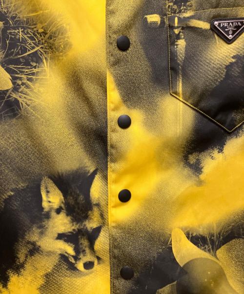 PRADA（プラダ）PRADA (プラダ) Abstract Fox Print  Bowling Shirt/トライアングルロゴ総柄シャツ イエロー×ブラック サイズ:XLの古着・服飾アイテム