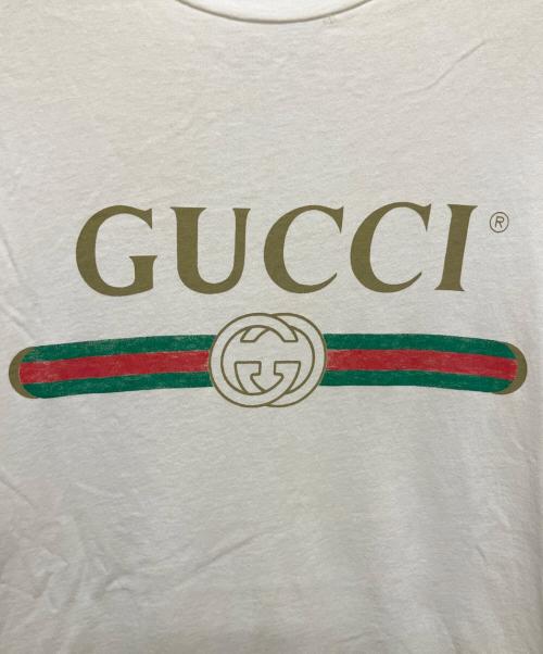 GUCCI（グッチ）GUCCI (グッチ) ヴィンテージ加工ロゴTシャツ アイボリー サイズ:XSの古着・服飾アイテム