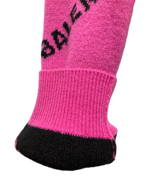 BALENCIAGA（バレンシアガ）BALENCIAGA (バレンシアガ) BALENCIAGAロゴ ジャガードニット ショッキングピンク サイズ:36の古着・服飾アイテム