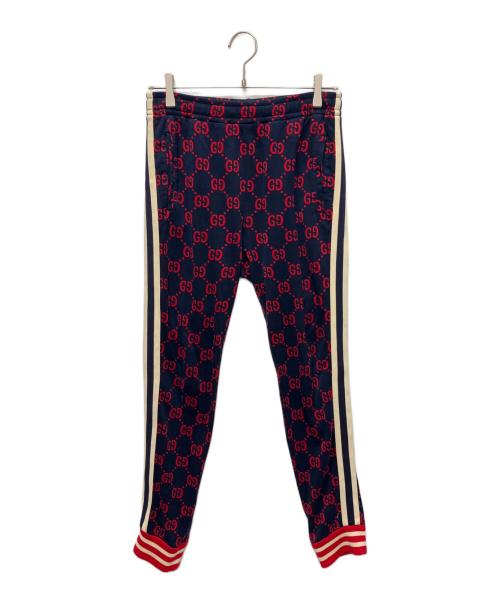 GUCCI（グッチ）GUCCI (グッチ) GGジャガードトラックパンツ ネイビー×レッド サイズ:XSの古着・服飾アイテム