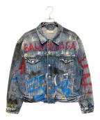 BALENCIAGAバレンシアガ）の古着「18AW Graffiti Paint Denim Jacket/グラフティペイントデニムジャケット」｜インディゴ