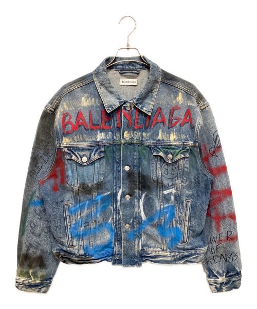 BALENCIAGA（バレンシアガ）BALENCIAGA (バレンシアガ) 18AW Graffiti Paint Denim Jacket/グラフティペイントデニムジャケット インディゴ サイズ:36の古着・服飾アイテム