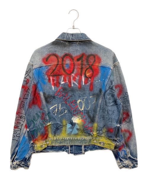 BALENCIAGA（バレンシアガ）BALENCIAGA (バレンシアガ) 18AW Graffiti Paint Denim Jacket/グラフティペイントデニムジャケット インディゴ サイズ:36の古着・服飾アイテム