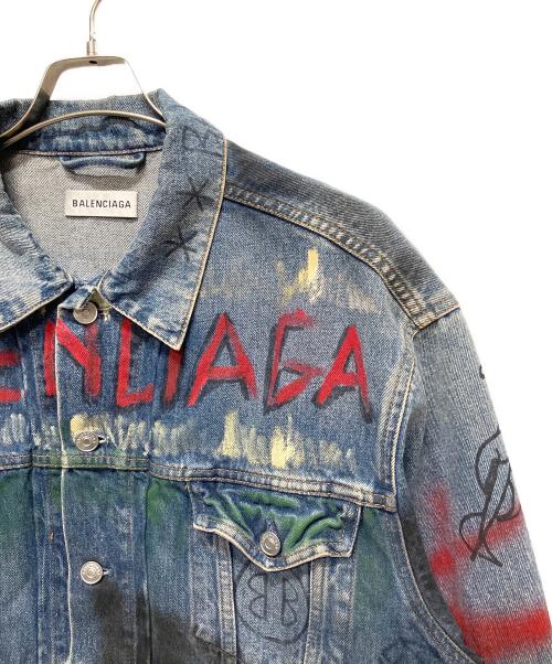 BALENCIAGA（バレンシアガ）BALENCIAGA (バレンシアガ) 18AW Graffiti Paint Denim Jacket/グラフティペイントデニムジャケット インディゴ サイズ:36の古着・服飾アイテム